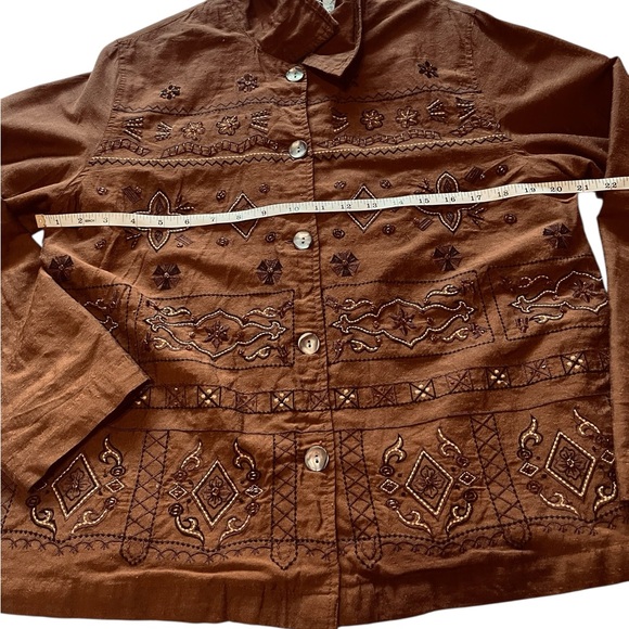 White Stag Floral Embroidery Lightweight Jacket Brown Size Medium - Picture 5 of 9